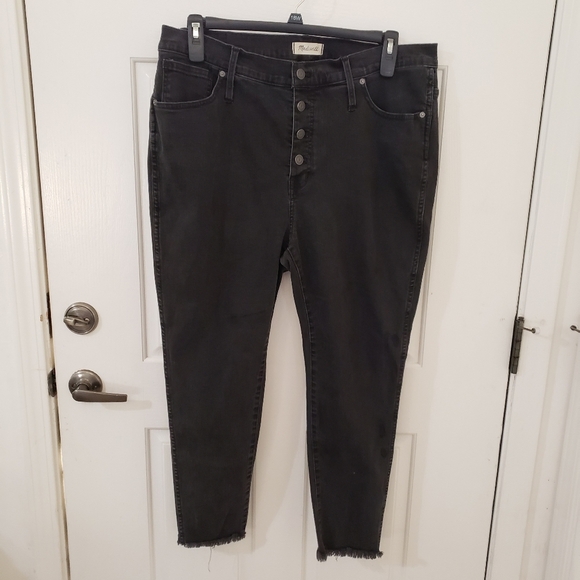 Madewell high rise button fly raw hem skinny jeans - Picture 1 of 10